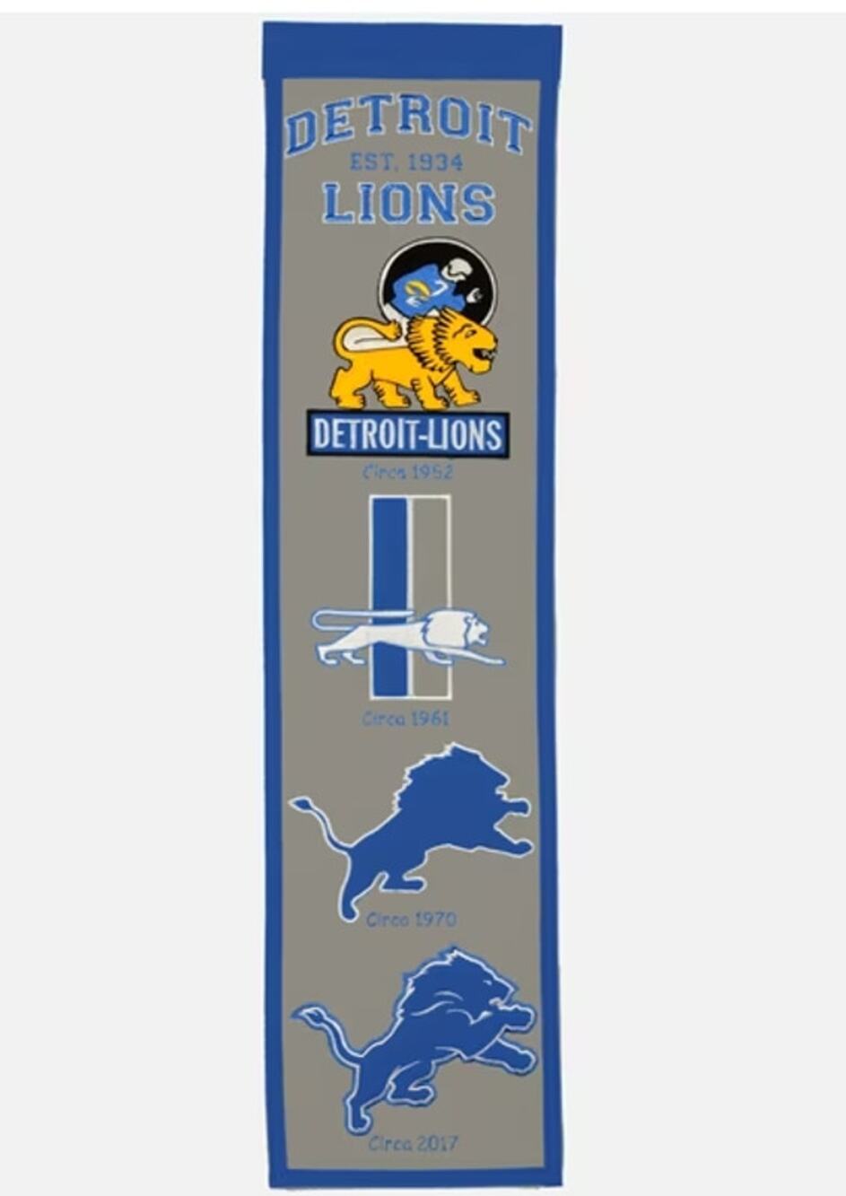 Detroit Lions 8" x 32" Wool Banner Heritage